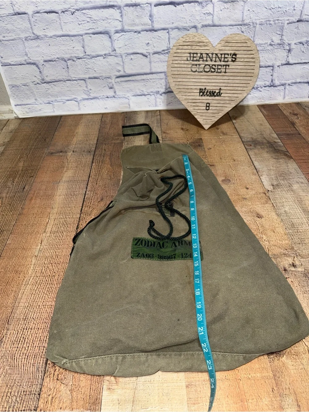 Zodiac Army Olive Drab Canvas Drawstring Backpack Rucksack ZA03-98967-1245